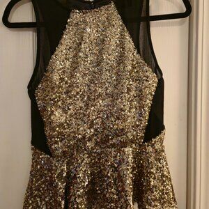 Gold Sparkly Peplum Top